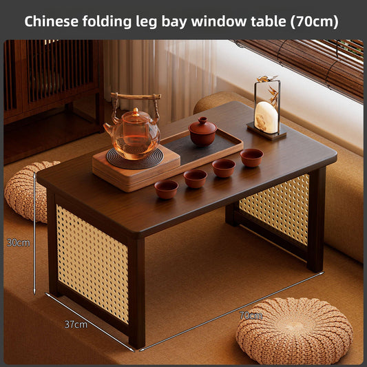 Foldable Bamboo Small Table for Windowsill Bed Study Coffee Table