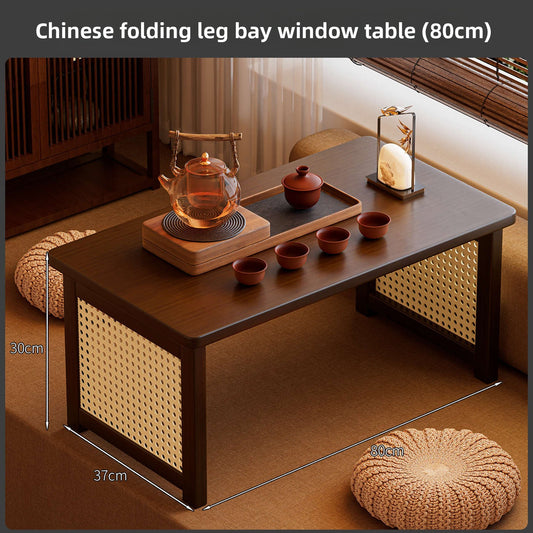 Foldable Bamboo Small Table for Windowsill Bed Study Coffee Table