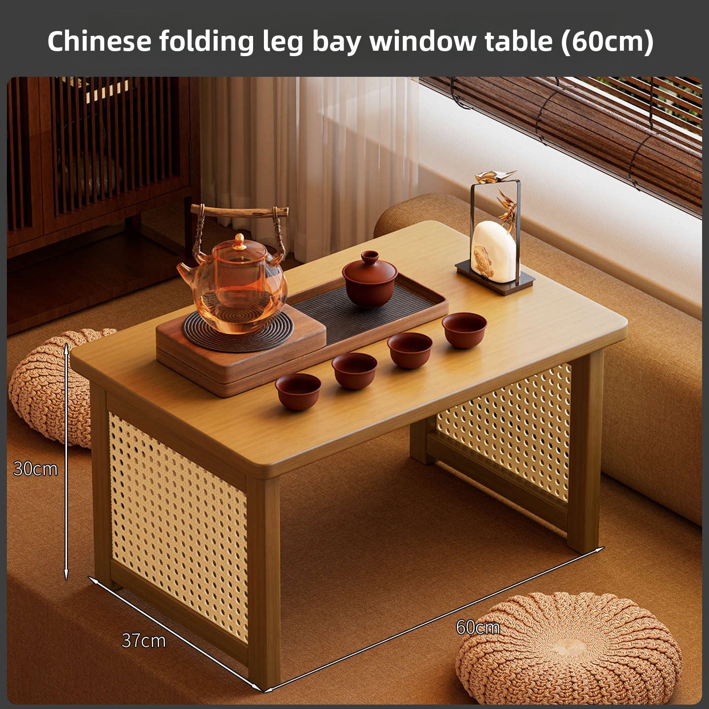 Foldable Bamboo Small Table for Windowsill Bed Study Coffee Table