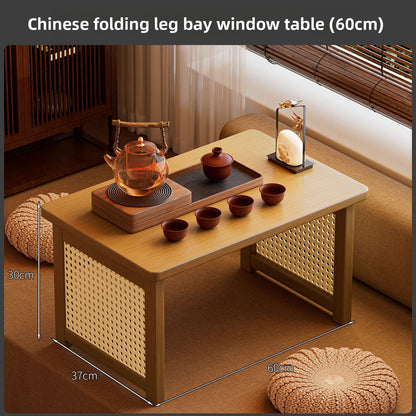 Foldable Bamboo Small Table for Windowsill Bed Study Coffee Table