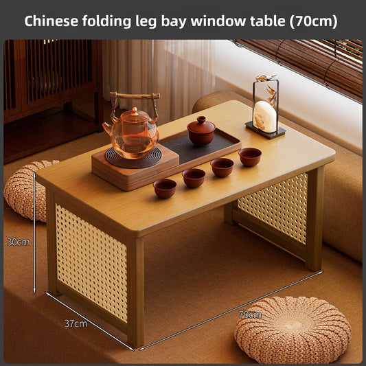 Foldable Bamboo Small Table for Windowsill Bed Study Coffee Table