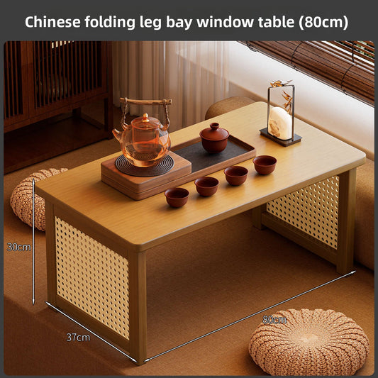Foldable Bamboo Small Table for Windowsill Bed Study Coffee Table