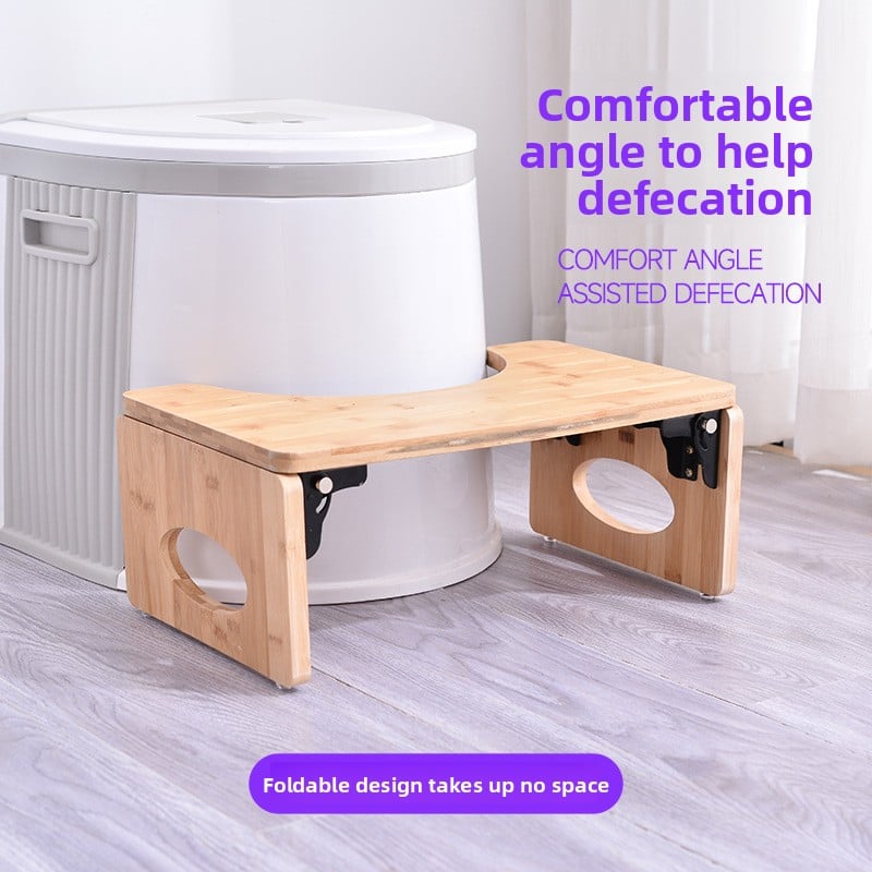 Foldable Bamboo Wood Toilet Stool