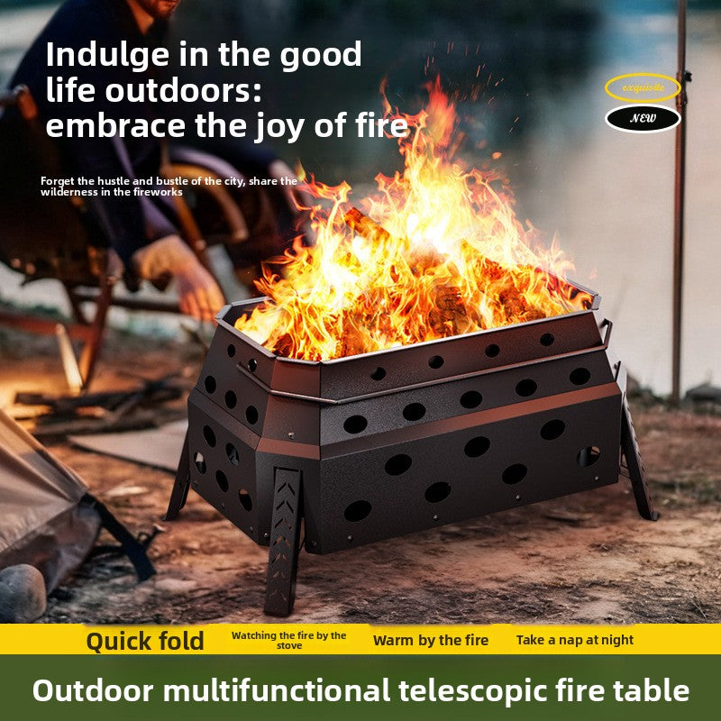 Foldable Carbon Steel Outdoor Fire Table Grill