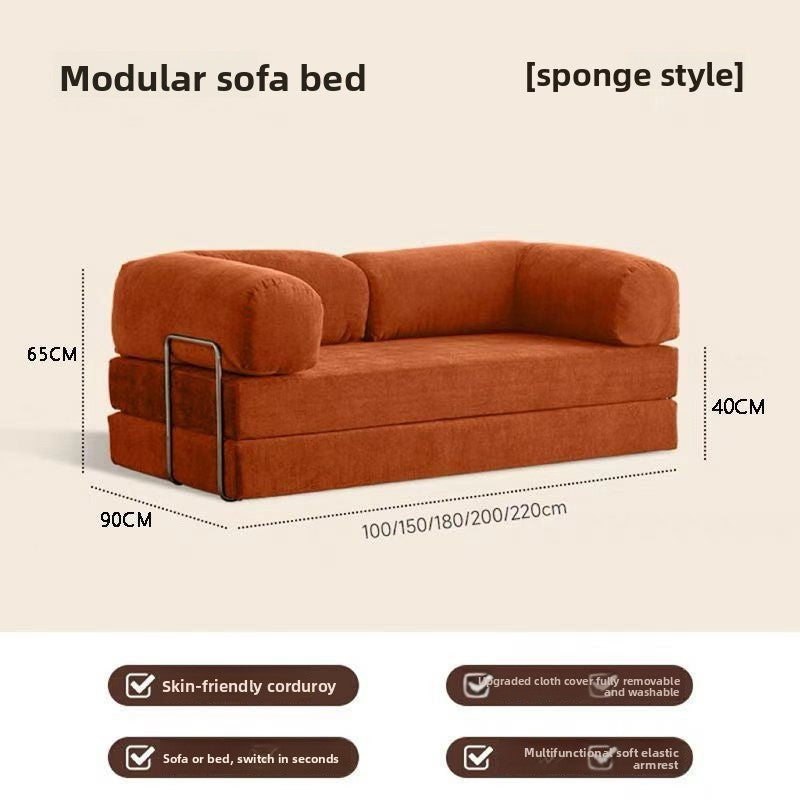 Foldable Corduroy Sofa Bed with Modular Design