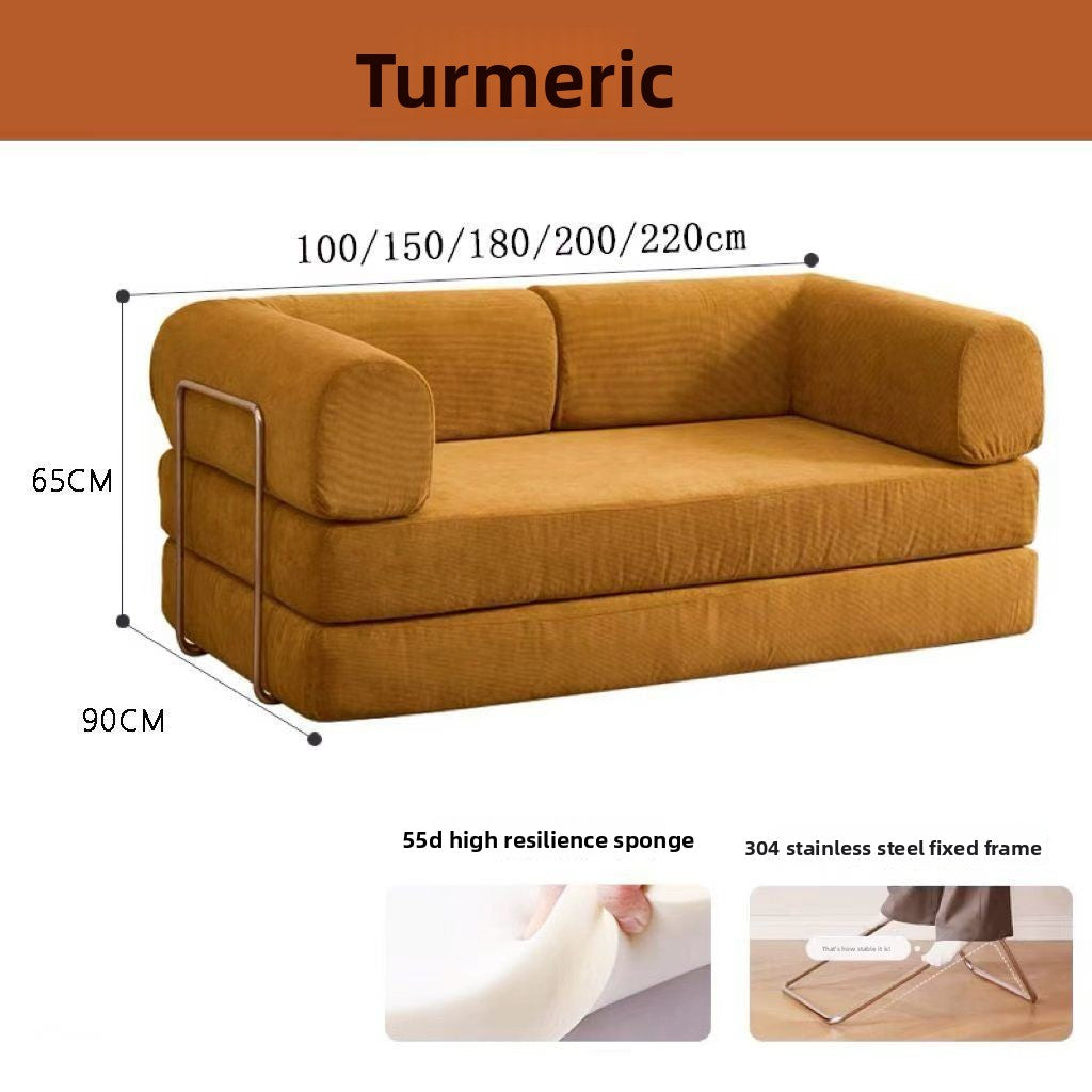 Foldable Corduroy Sofa Bed with Modular Design