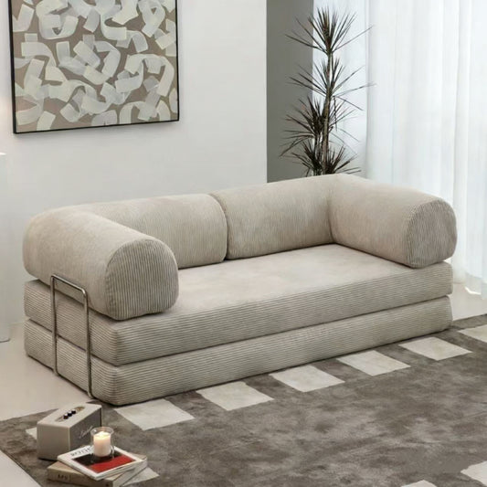 Foldable Corduroy Sofa Bed with Modular Design