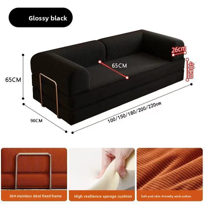 Foldable Corduroy Sofa Bed with Modular Design
