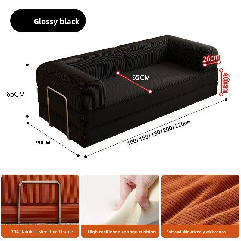 Foldable Corduroy Sofa Bed with Modular Design