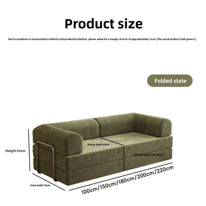 Foldable Corduroy Sofa Bed with Modular Design