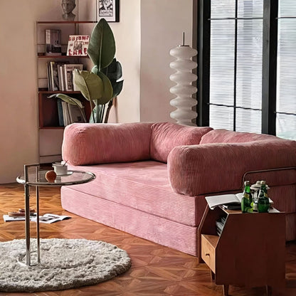 Foldable Corduroy Sofa Bed with Modular Design