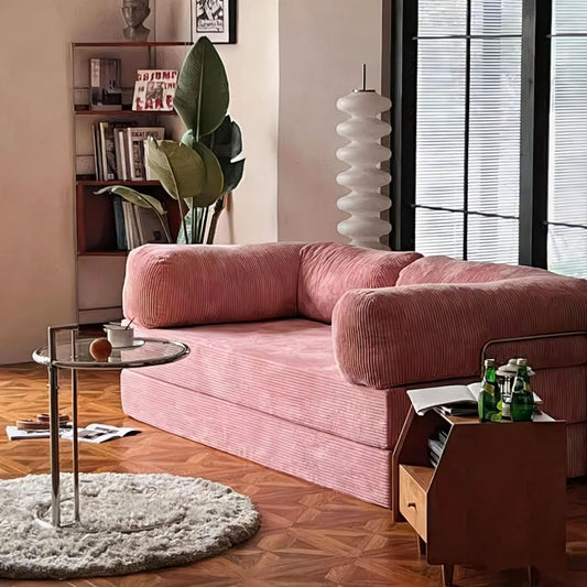 Foldable Corduroy Sofa Bed with Modular Design