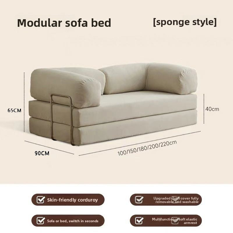 Foldable Corduroy Sofa Bed with Modular Design