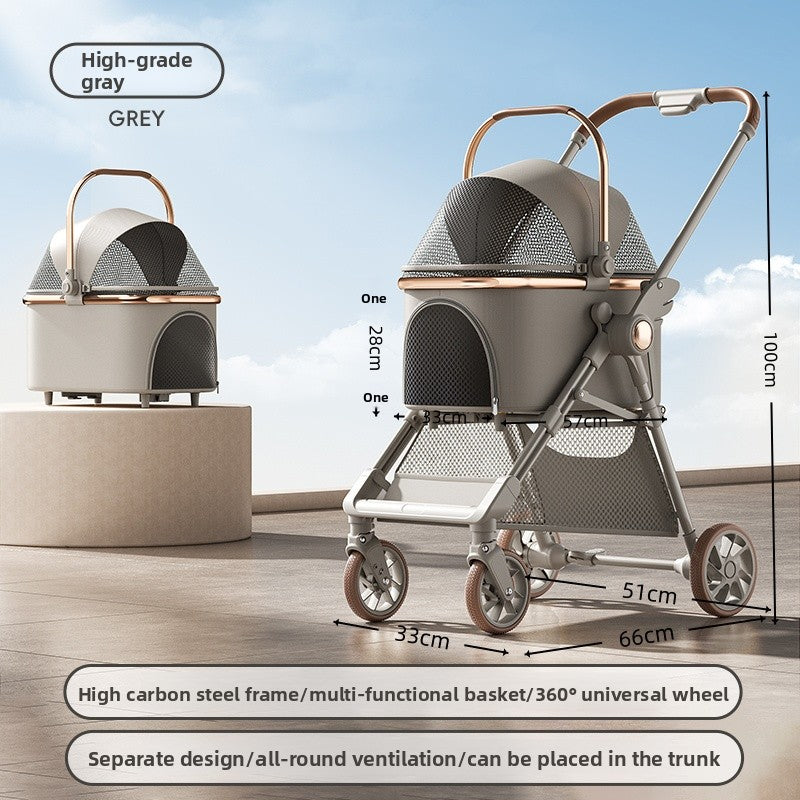 Foldable Detachable Pet Stroller