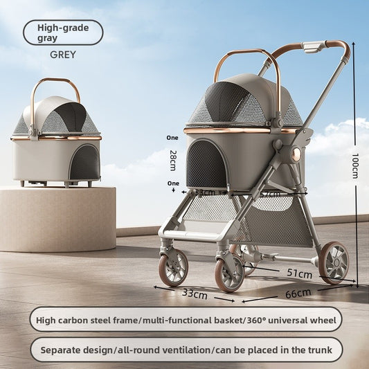 Foldable Detachable Pet Stroller