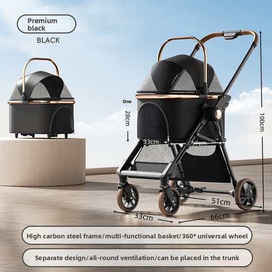 Foldable Detachable Pet Stroller