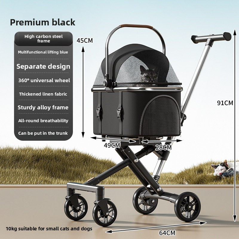 Foldable Detachable Pet Stroller
