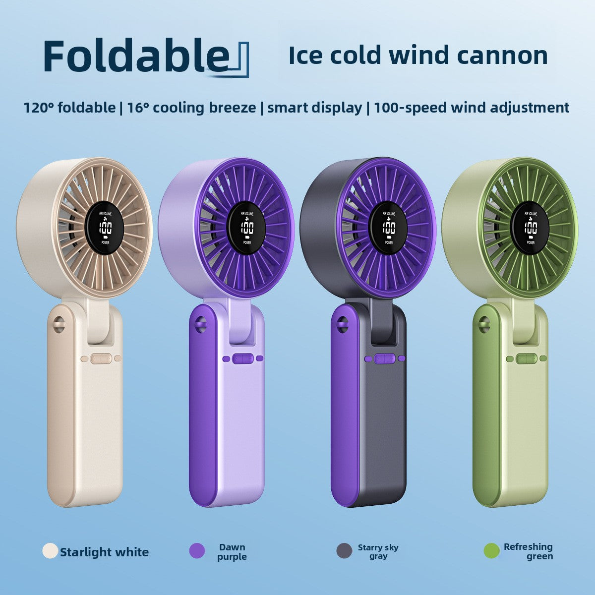 Foldable Digital Display Handheld Fan