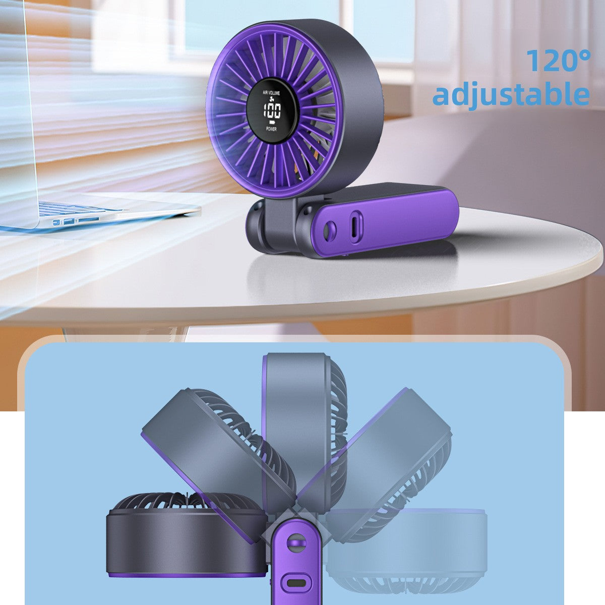 Foldable Digital Display Handheld Fan