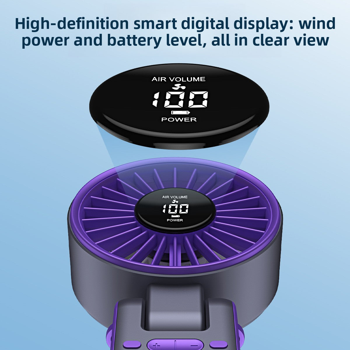 Foldable Digital Display Handheld Fan