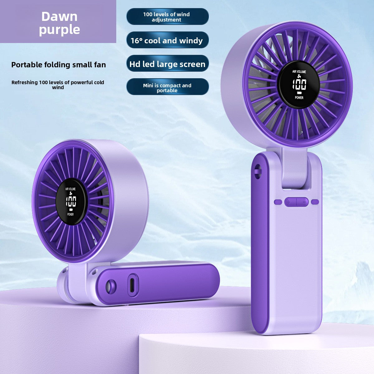 Foldable Digital Display Handheld Fan