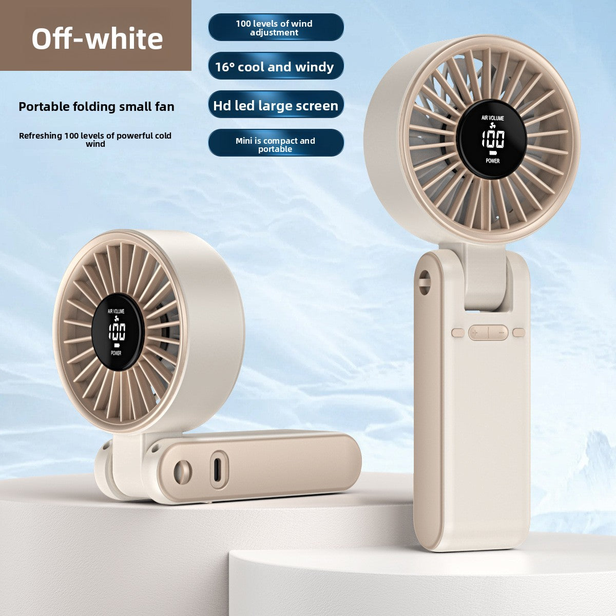 Foldable Digital Display Handheld Fan