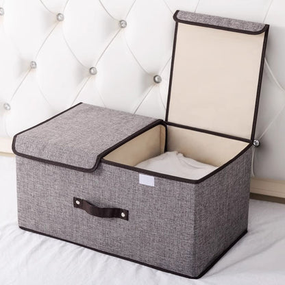 Foldable Double Lid Storage Box with Compartments