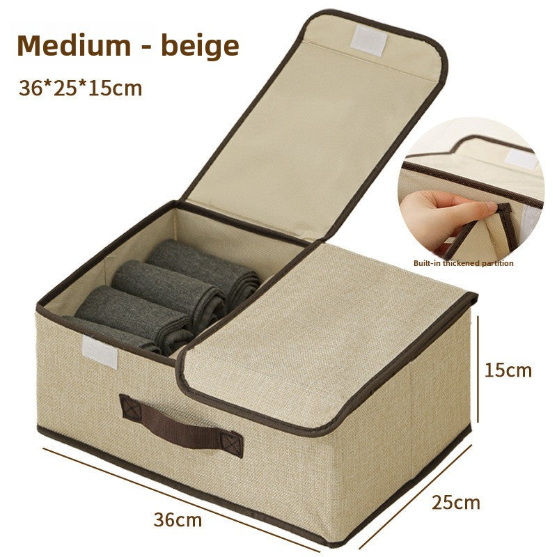 Foldable Double Lid Storage Box with Compartments