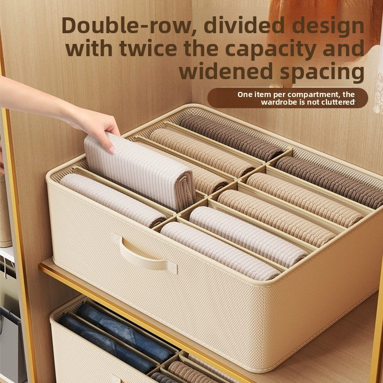 Foldable Double Row Clothing Storage Organizer Box