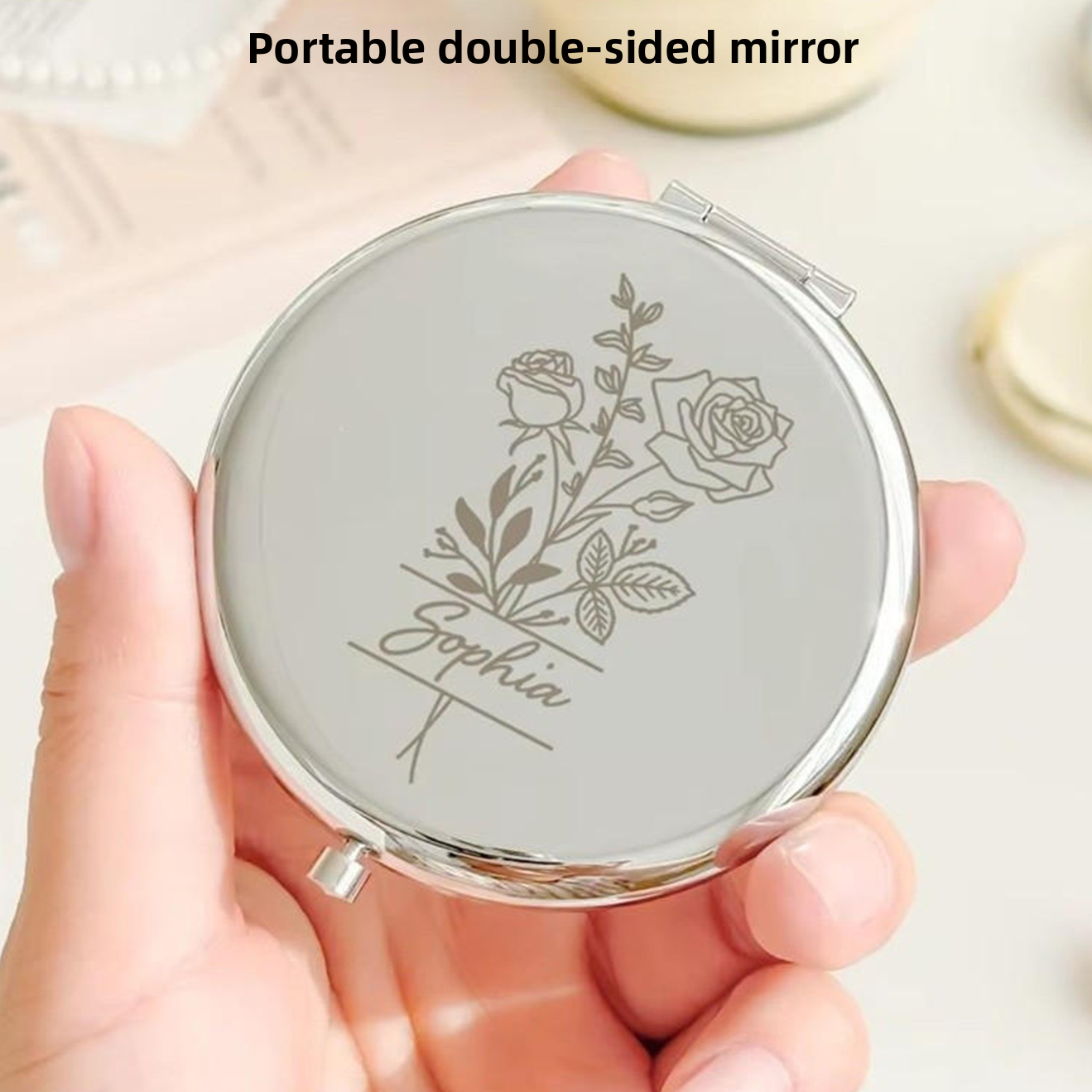 Foldable Double-Sided Metal Makeup Mirror