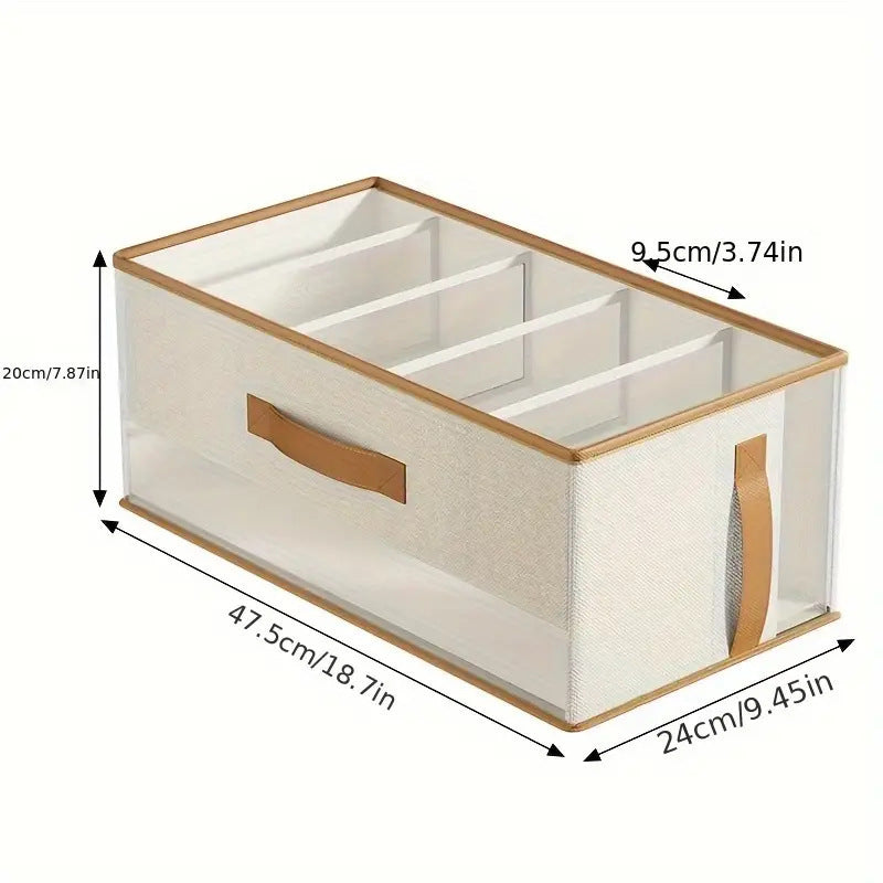 Foldable Fabric Storage Box with Multiple Compartments