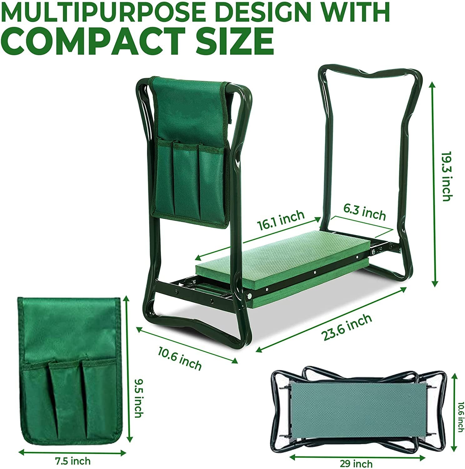 Foldable Garden Kneeling Stool with Tool Storage