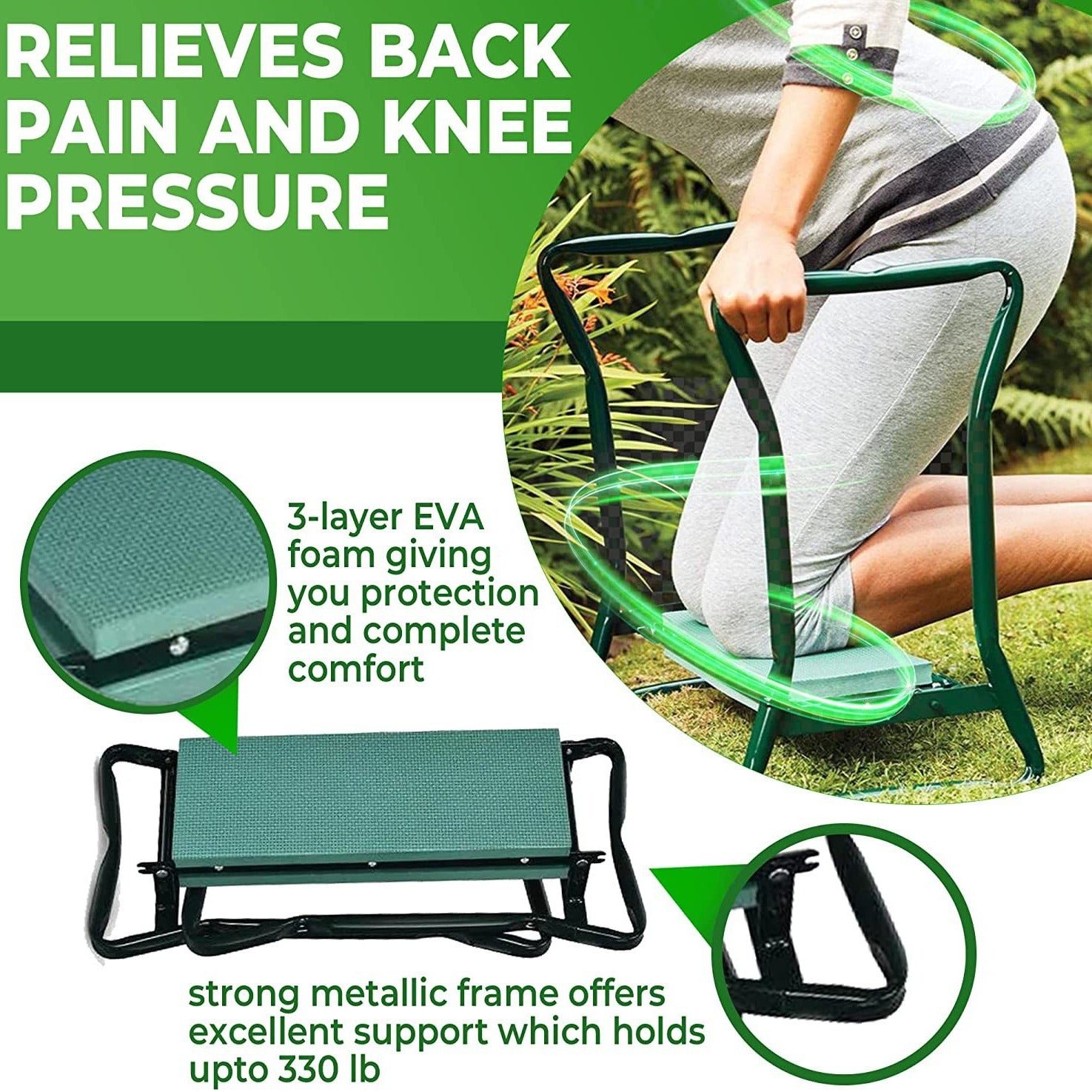 Foldable Garden Kneeling Stool with Tool Storage