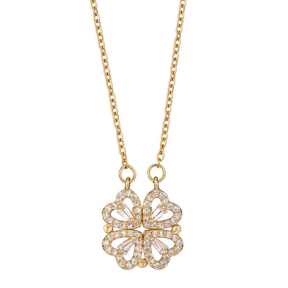 Foldable Heart Four-Leaf Clavicle Necklace