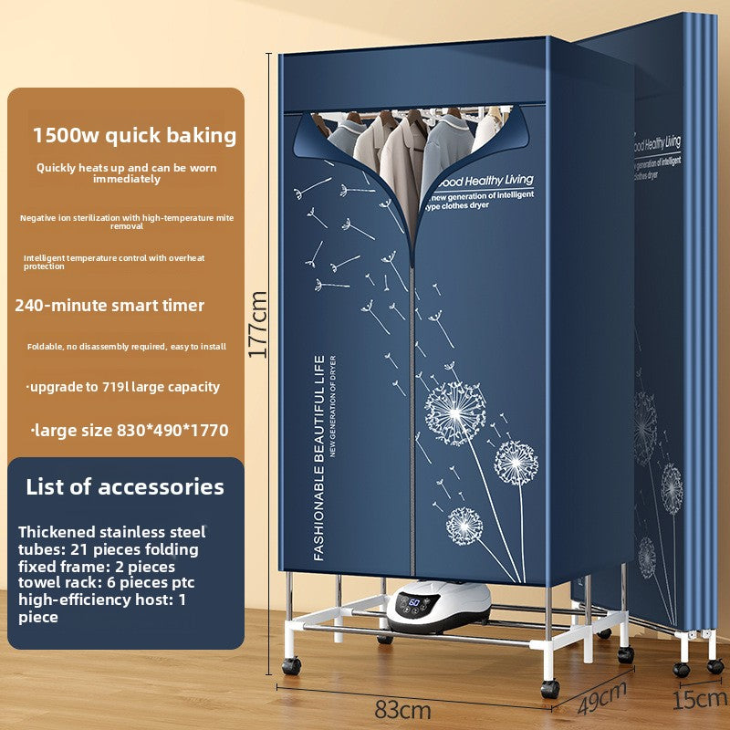 Foldable household dryer