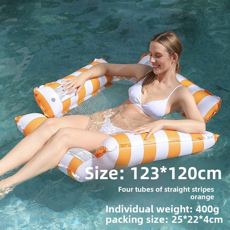 Foldable inflatable backrest striped float