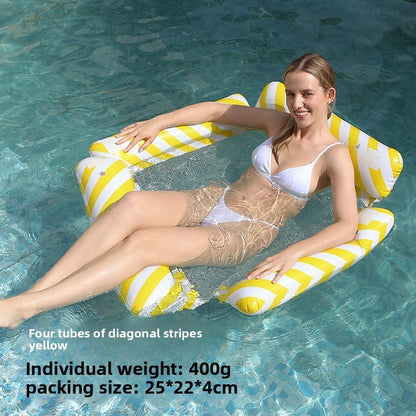 Foldable inflatable backrest striped float