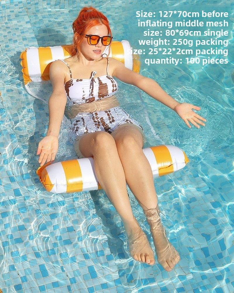 Foldable inflatable backrest striped float