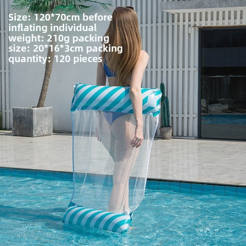 Foldable inflatable backrest striped float