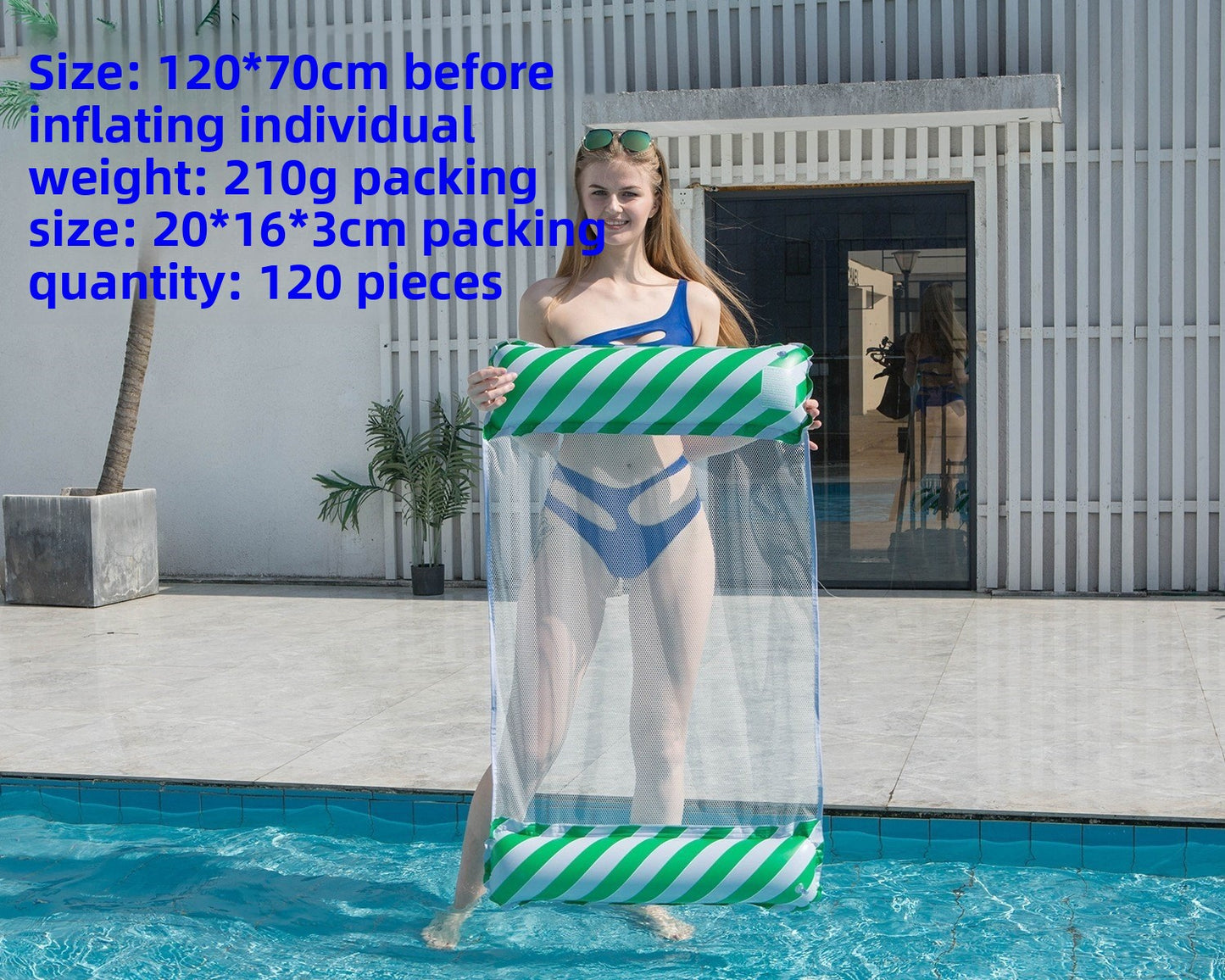 Foldable inflatable backrest striped float
