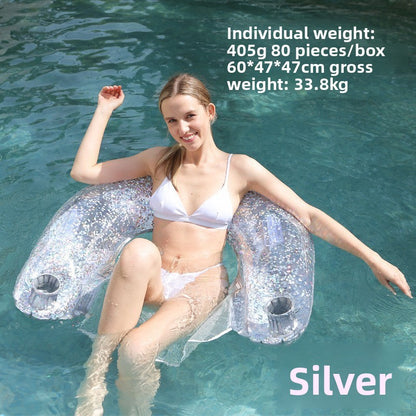 Foldable inflatable backrest striped float