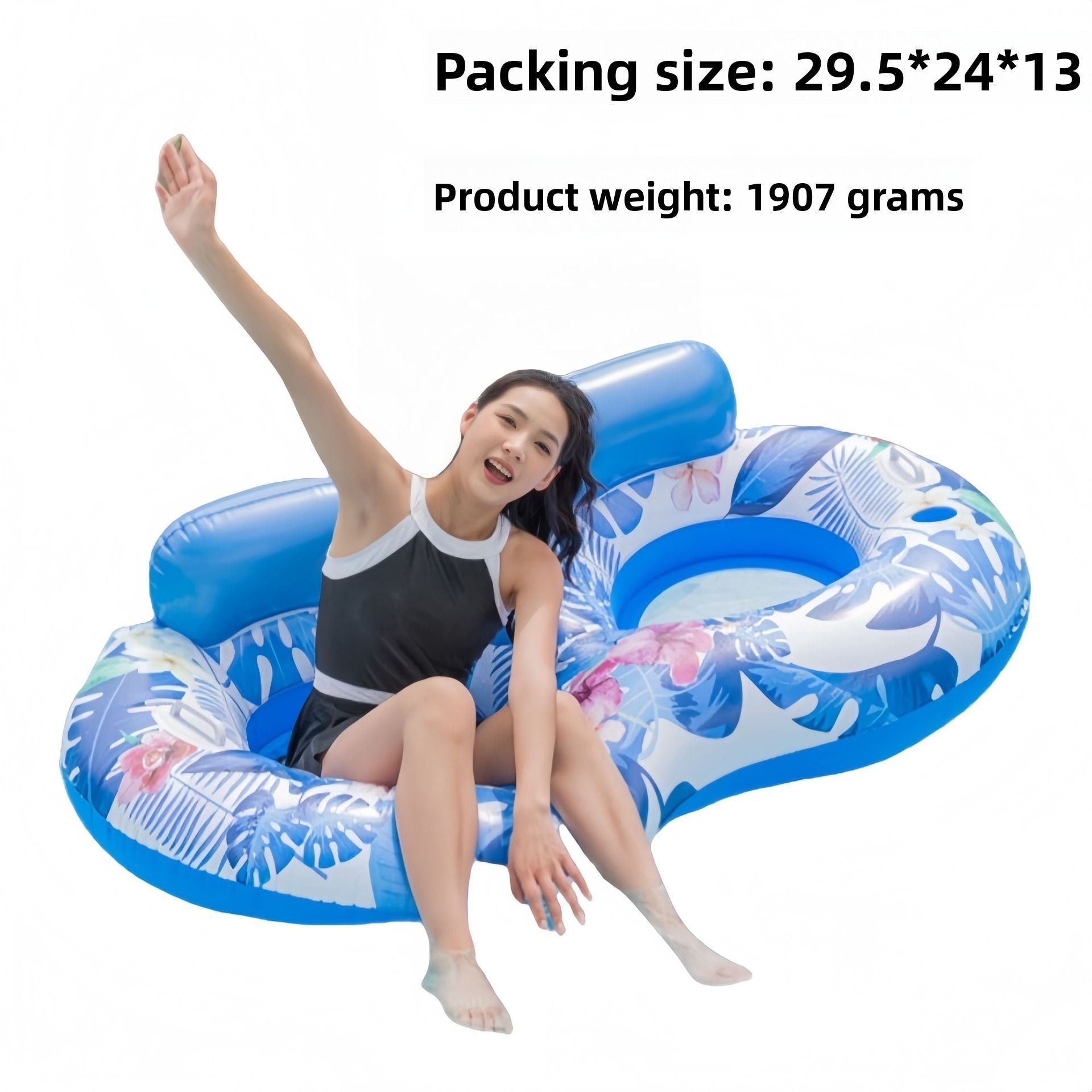 Foldable inflatable backrest striped float