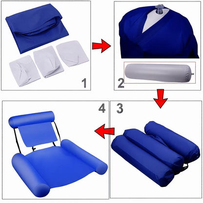Foldable Inflatable Lounge Chair with Net Hammock