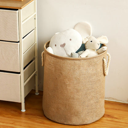 Foldable Jute Laundry Basket with Handles