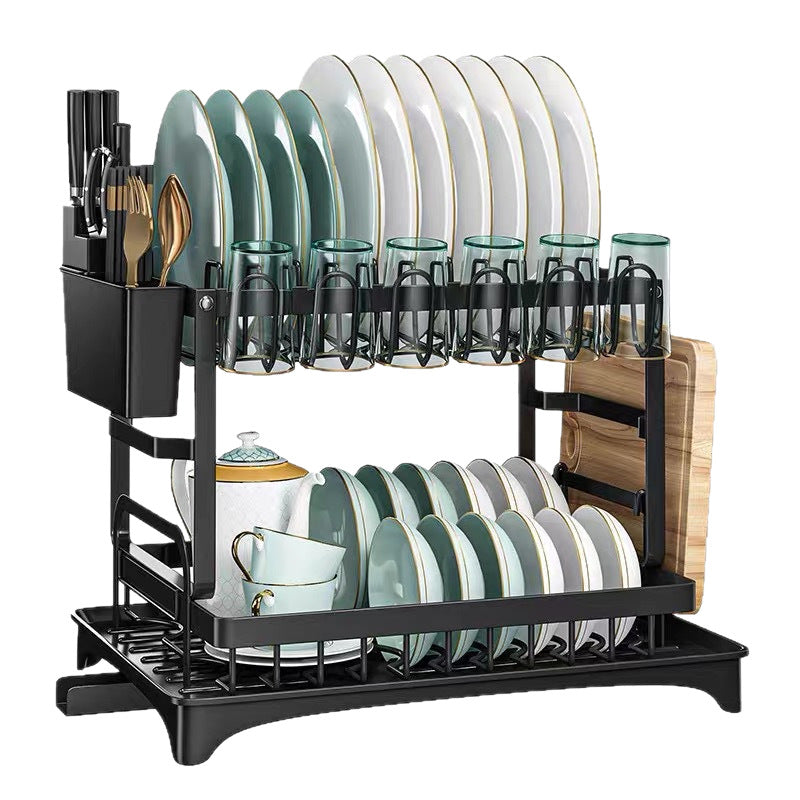 Foldable Kitchen Dish Rack with Utensil Storage
