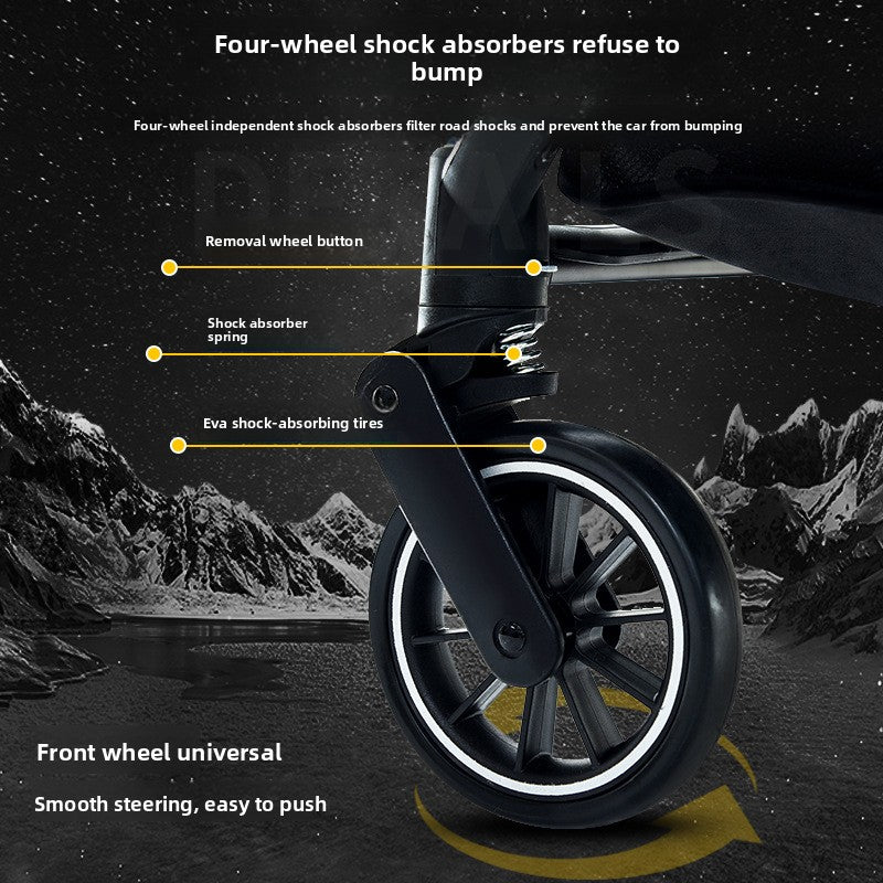 Foldable Lightweight Baby Stroller with Shock Absorption