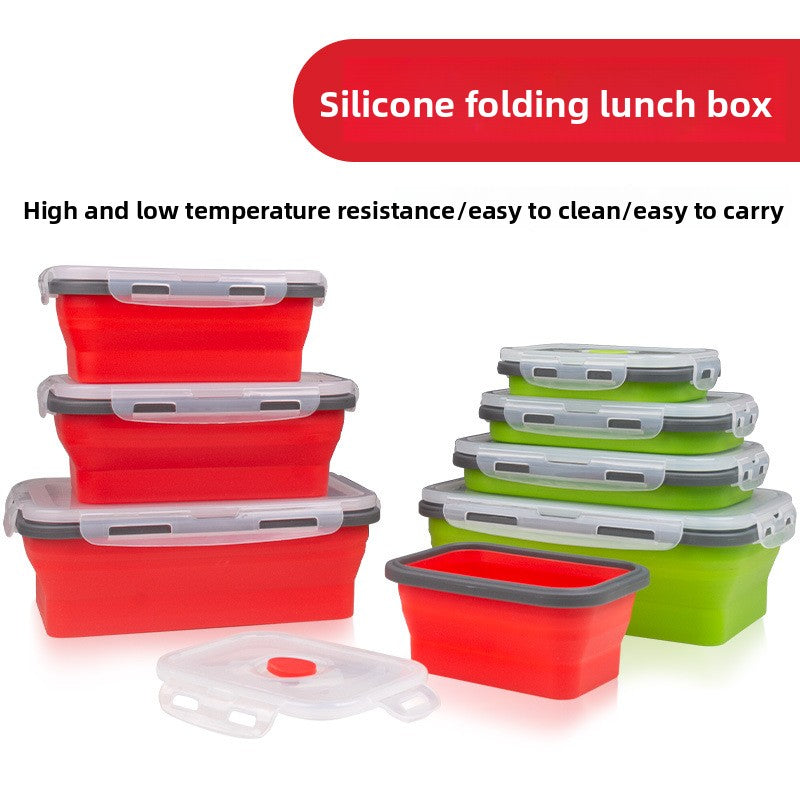 Foldable microwave-safe silicone lunch box