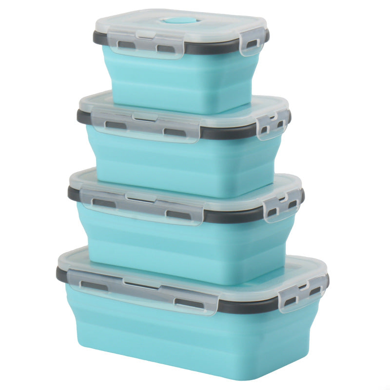 Foldable microwave-safe silicone lunch box