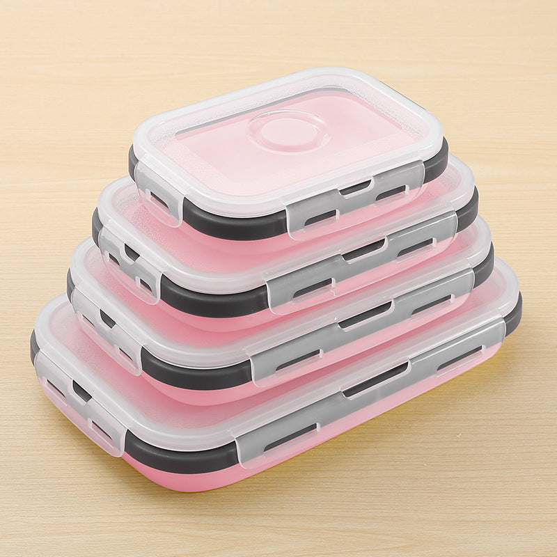 Foldable microwave-safe silicone lunch box