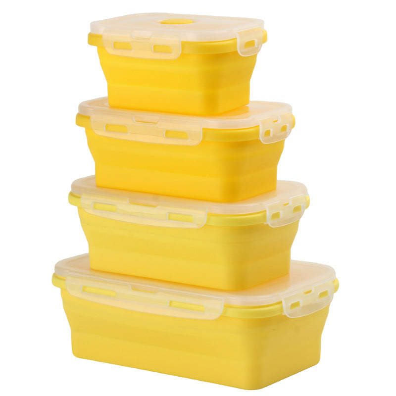 Foldable microwave-safe silicone lunch box